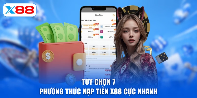 Tùy chọn 7 phương thức nạp tiền X88 cực nhanh
